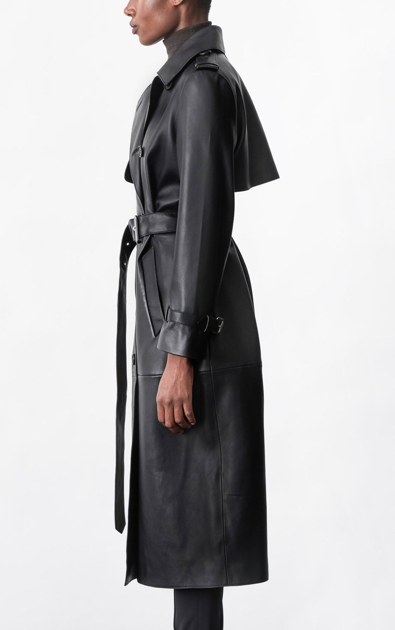 GAEL Leather trench coat with belt - 6