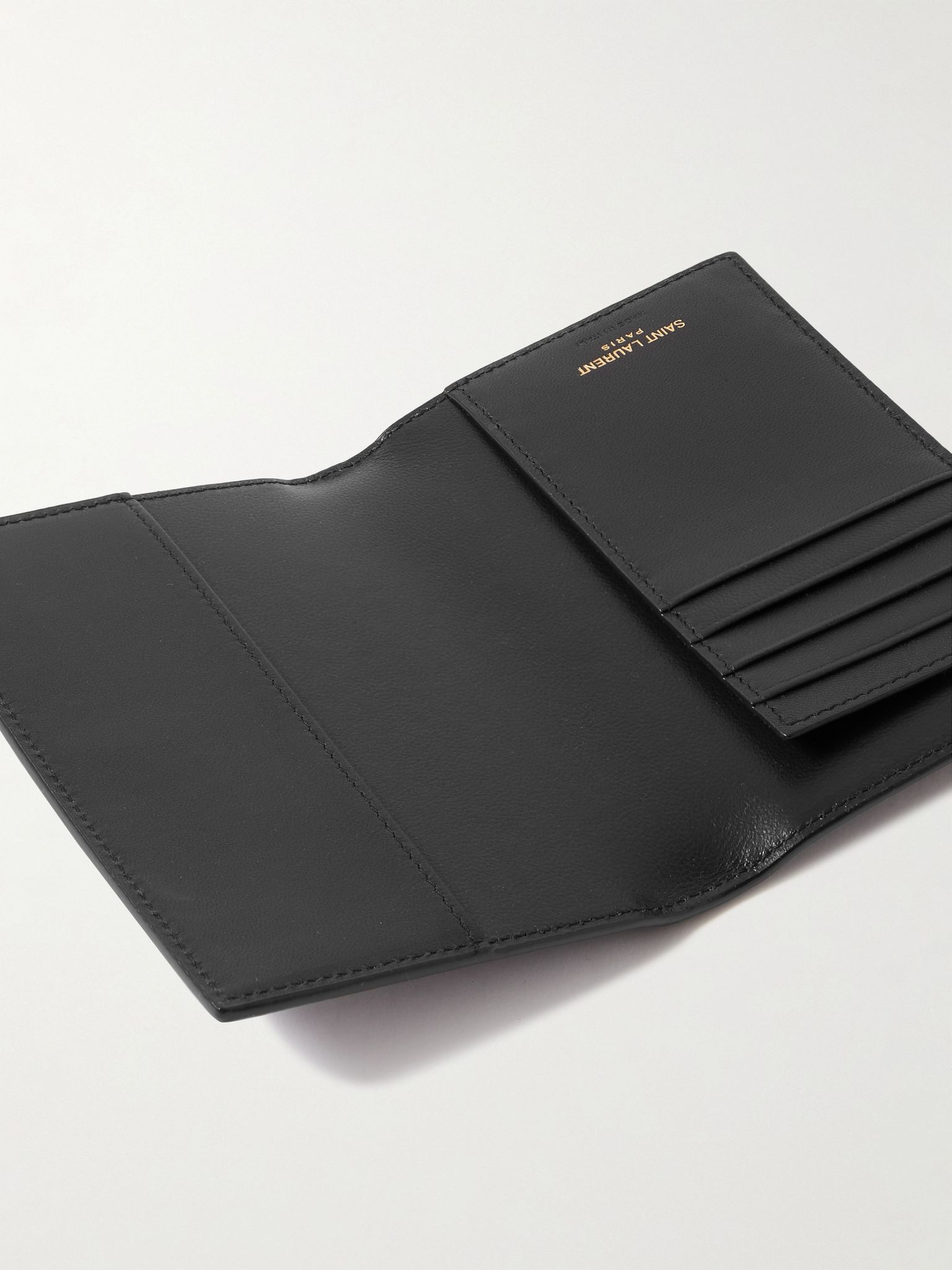 Cassandre Logo-Appliquéd Croc-Effect Leather Passport Cover Black - 4