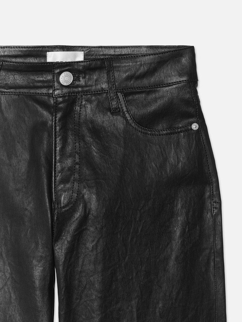 Slim Palazzo Crop Leather Trouser in Black 2