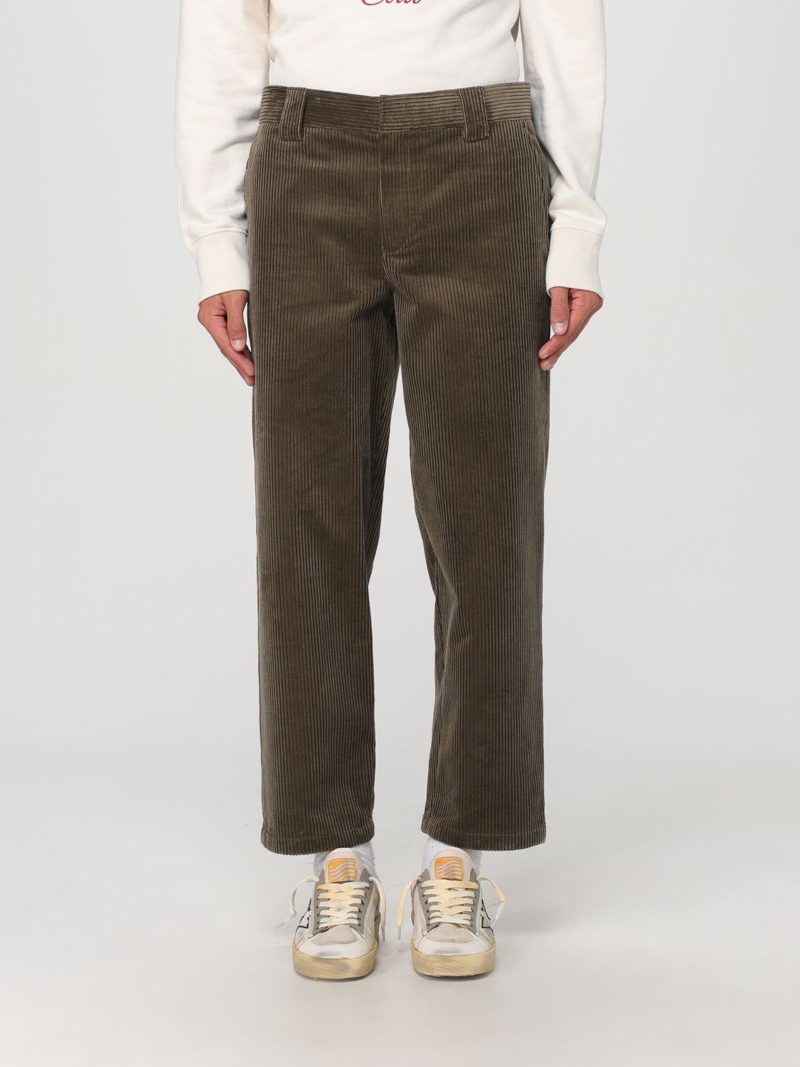 パンツ Golden Goose Light Brown Pants In Chevron Wool Blend Women's wool blend pants in light brown micro chevron