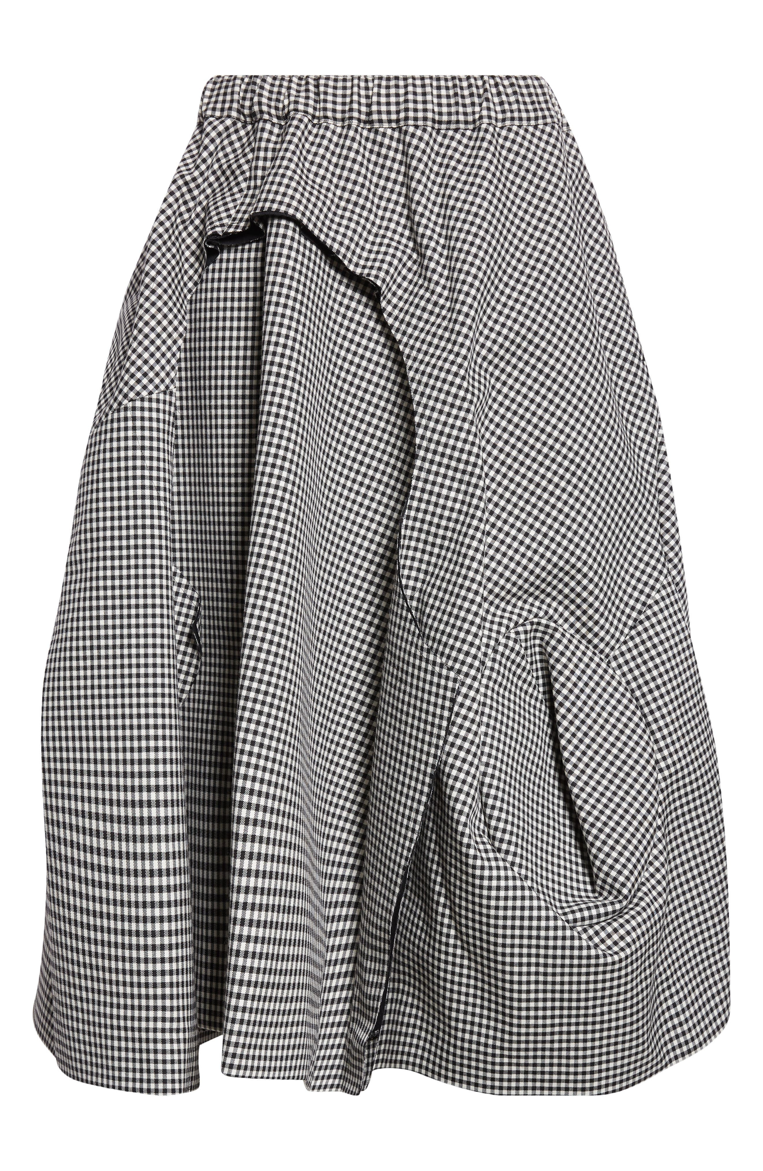 Comme des Garçons Gingham Wool Gabardine Skirt in Black/Ecru at Nordstrom - 6