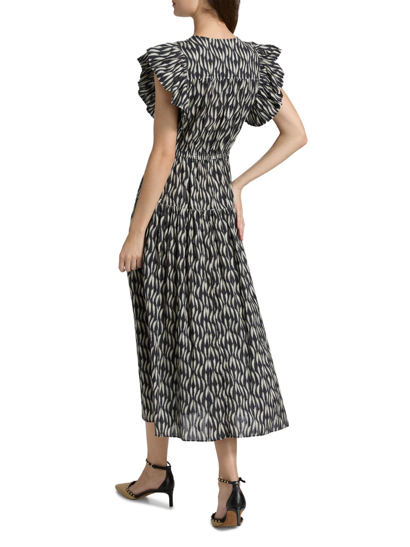 Women's Kairi Printed Flutter-Sleeve Midi-Dress - Graphite 5