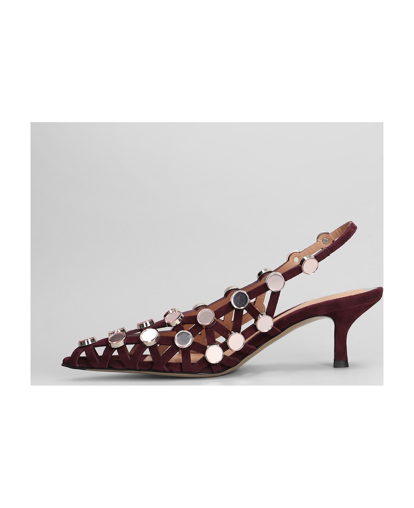 Grid Pumps In Bordeaux Suede - 3