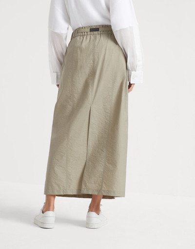 Brunello Cucinelli Techno cotton poplin midi track skirt with shiny tab outlook