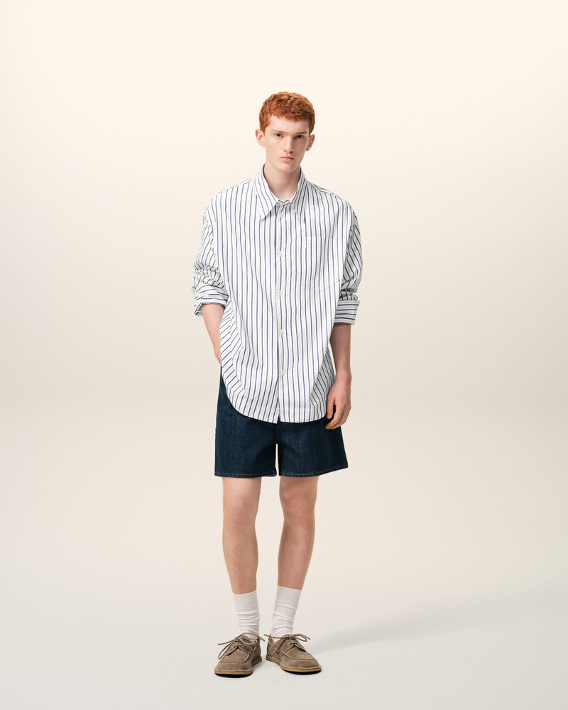 AMI Paris WHITE STRIPED COTTON AMI DE COEUR WIDE SHIRT outlook