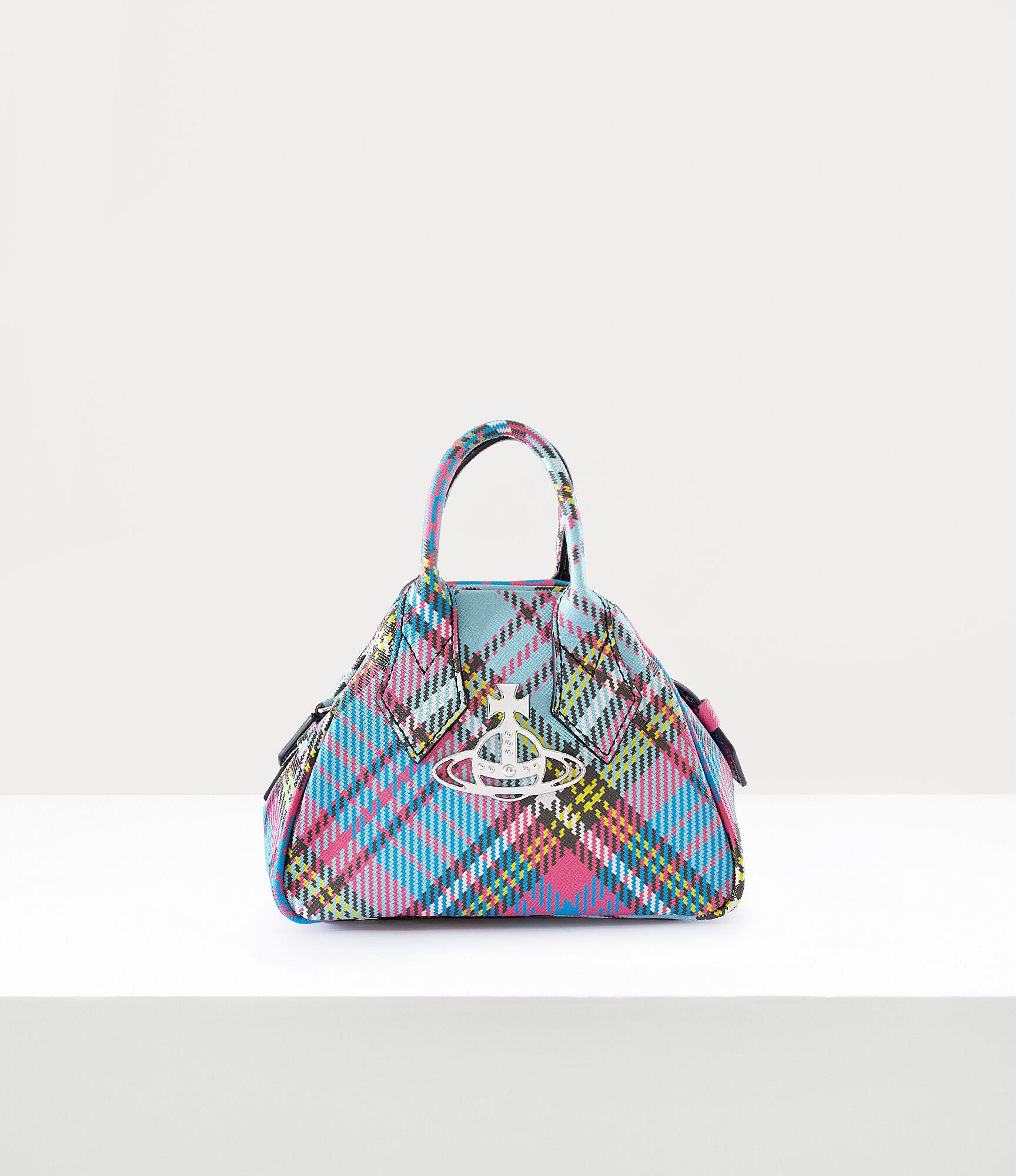 【VIVIENNE WESTWOOD】MINI SAFFIANO YASMINE TOTE BAG Yasmine Mini tartan tote bag in multicoloured - Vivienne