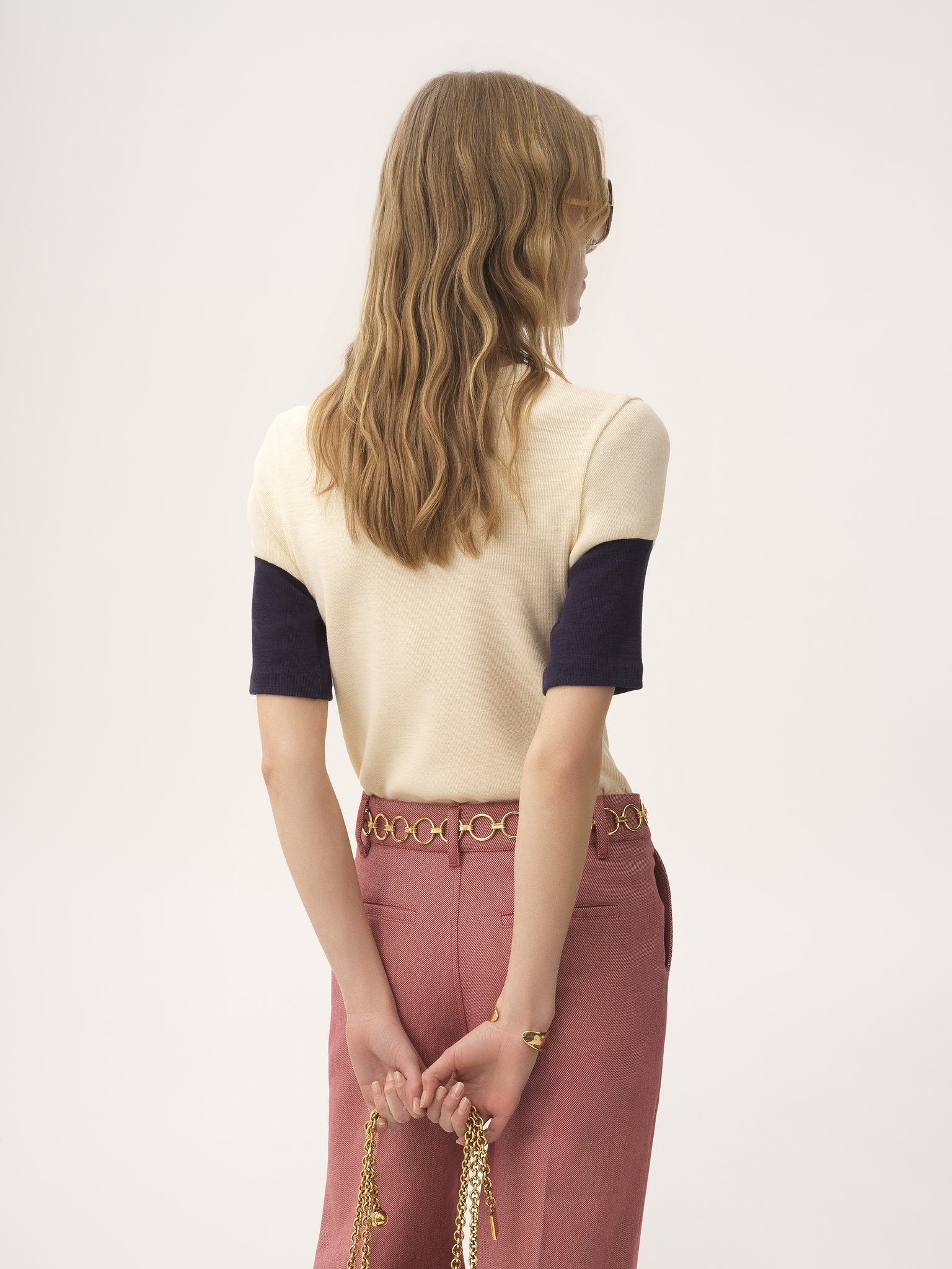 FITTED LOGO T-SHIRT IN FLAMÉ COTTON WOOL - 5