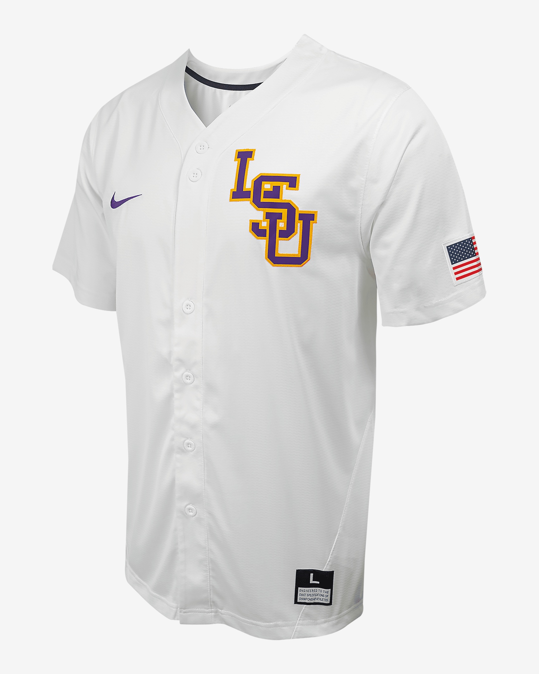 LSU Men's Nike College Full-Button Baseball Jersey - 1
