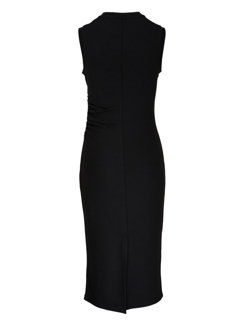 Vince ruched sleeveless midi dress outlook