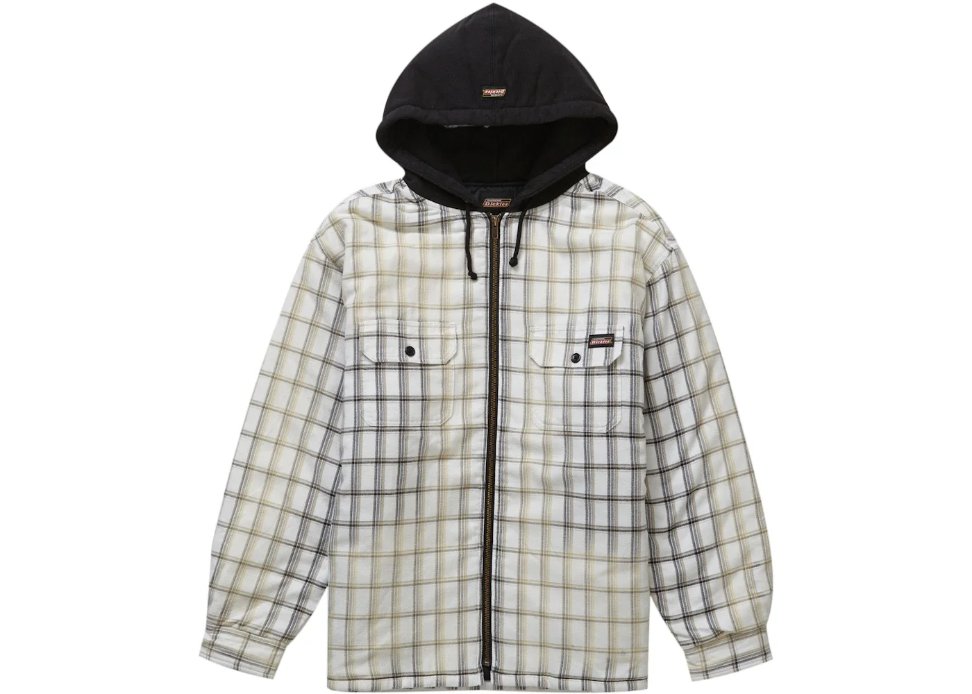 Supreme Dickies Plaid Hooded Zip Up Shirt Black - 1
