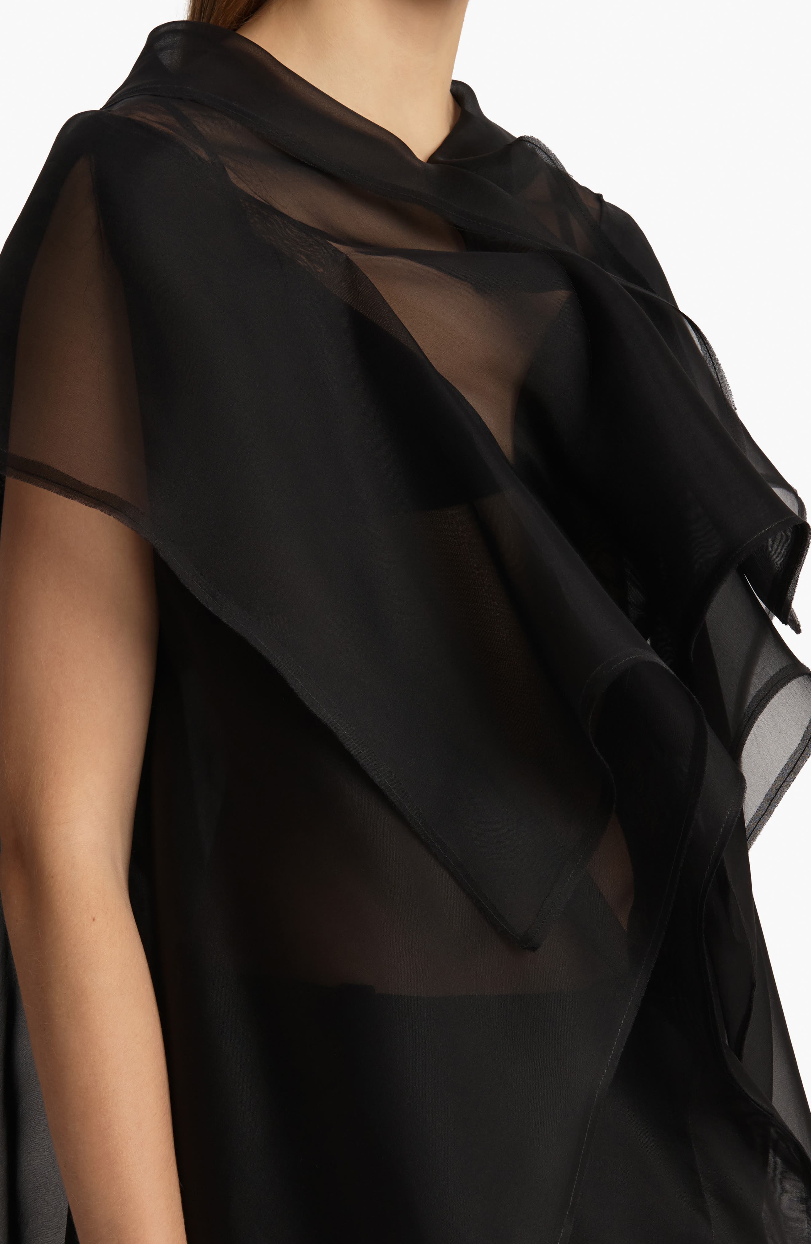 Khaite Santana Silk Organza Top in Black at Nordstrom - 3