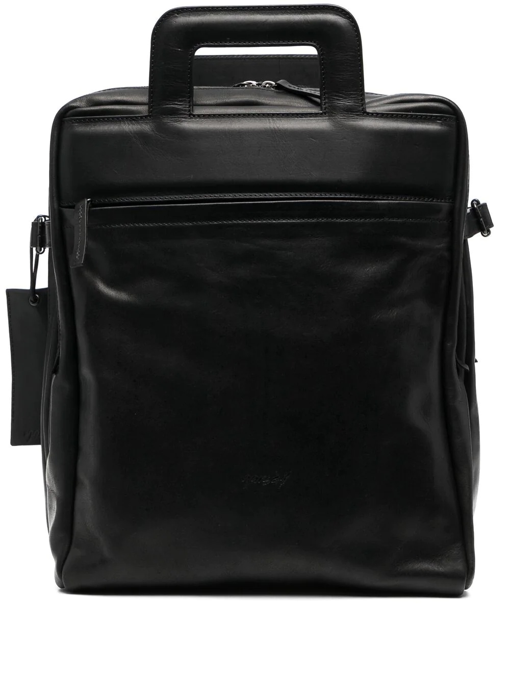 multiple-pocket leather backpack - 1