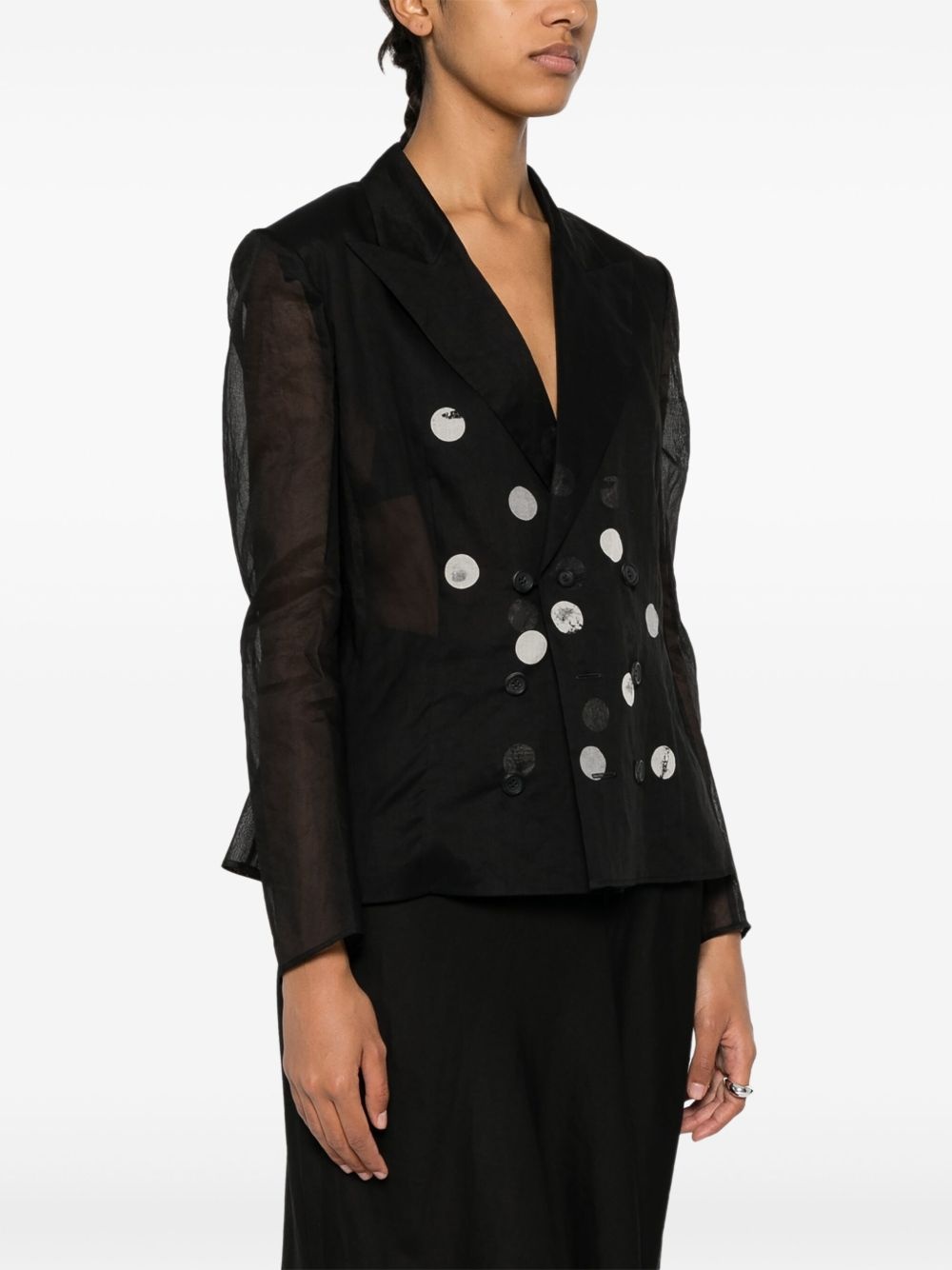 double-breasted semi-sheer blazer - 3