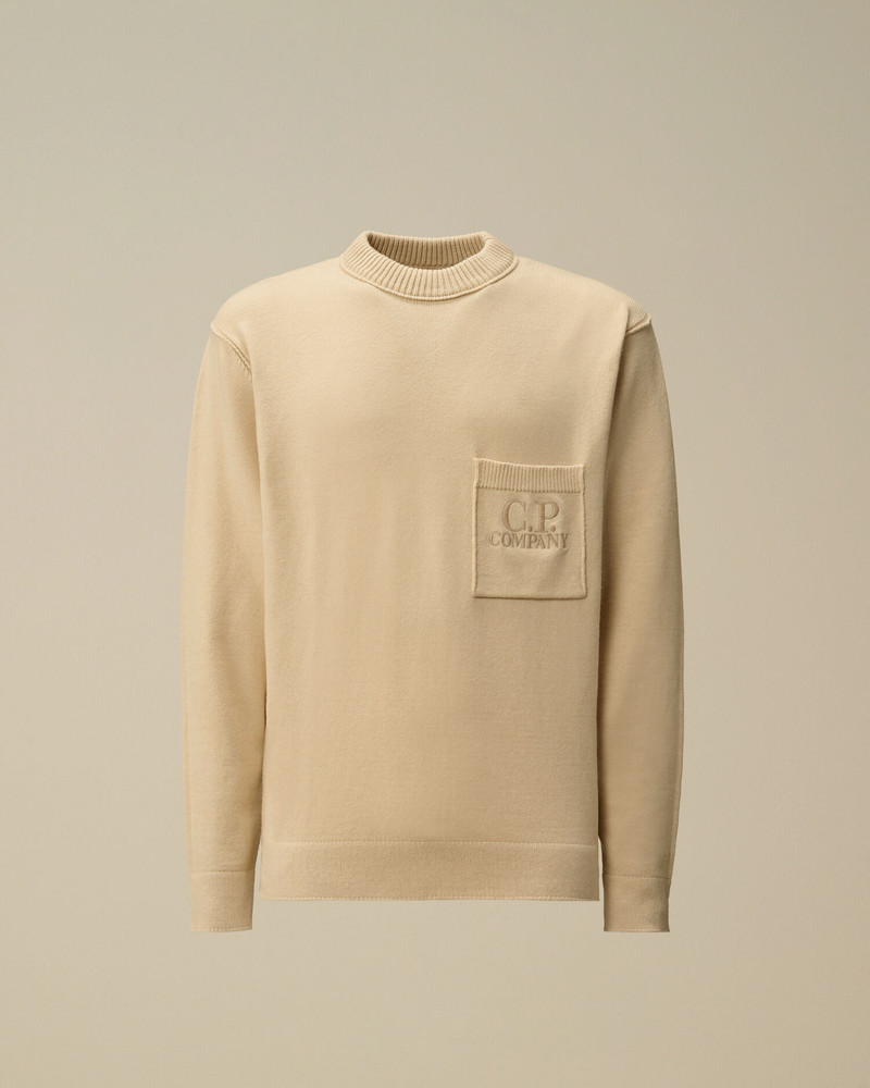Soft Cotton Stretch Chest Pocket Crewneck Sweater 1