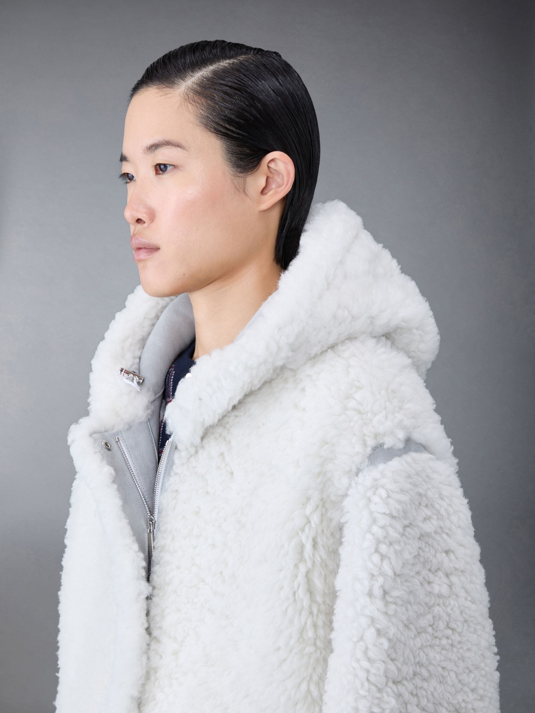 Shearling Oversized Hooded Coat - 4