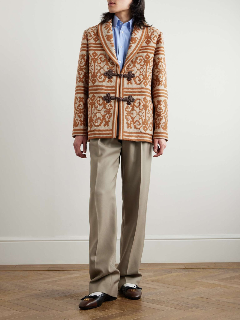 Valentino Shawl-Collar Cotton and Linen-Blend Jacquard Cardigan outlook