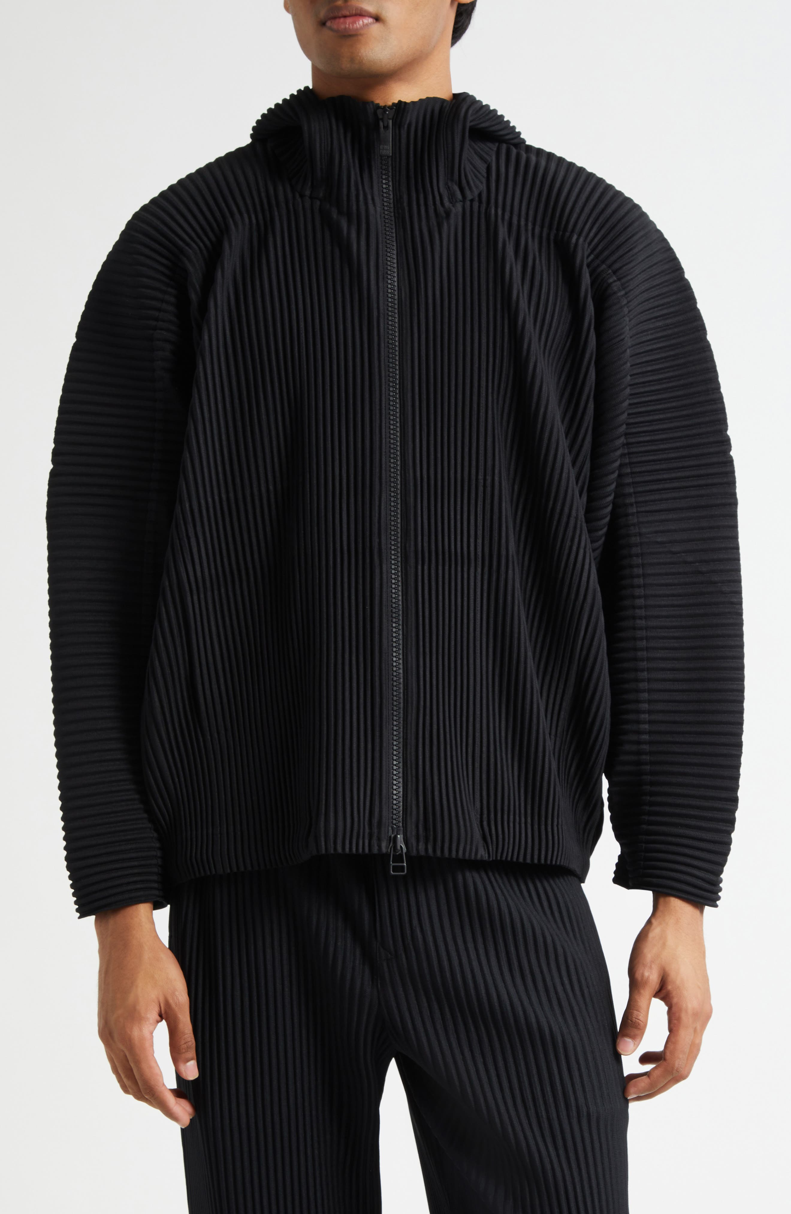Homme Plissé Issey Miyake Monthly Colors May Pleated Hooded Jacket in Black at Nordstrom - 1