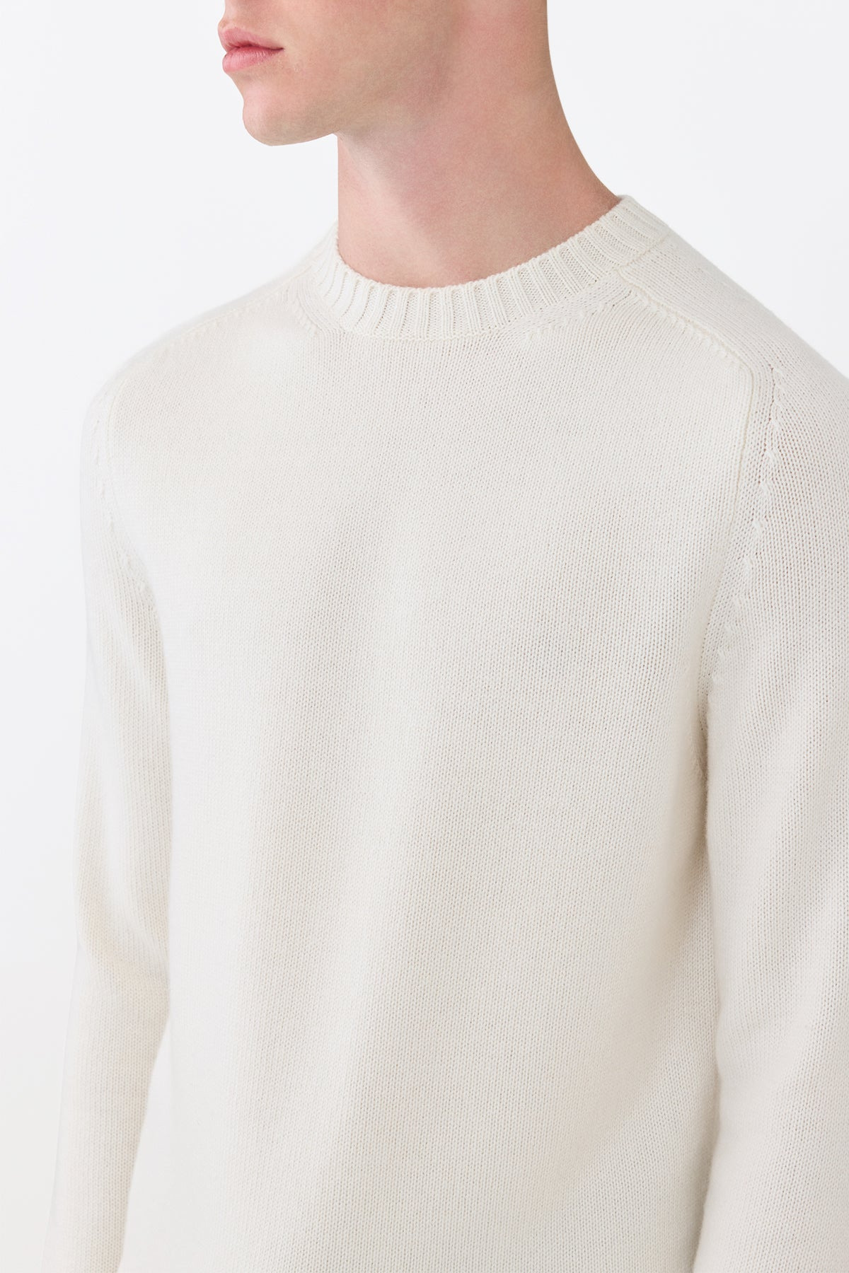 Francesco Knit Sweater in Ivory Cashmere - 5