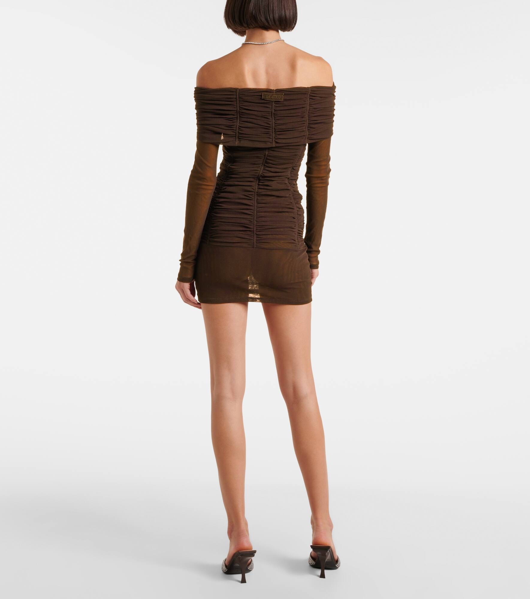 Ruched off-shoulder jersey minidress - 3