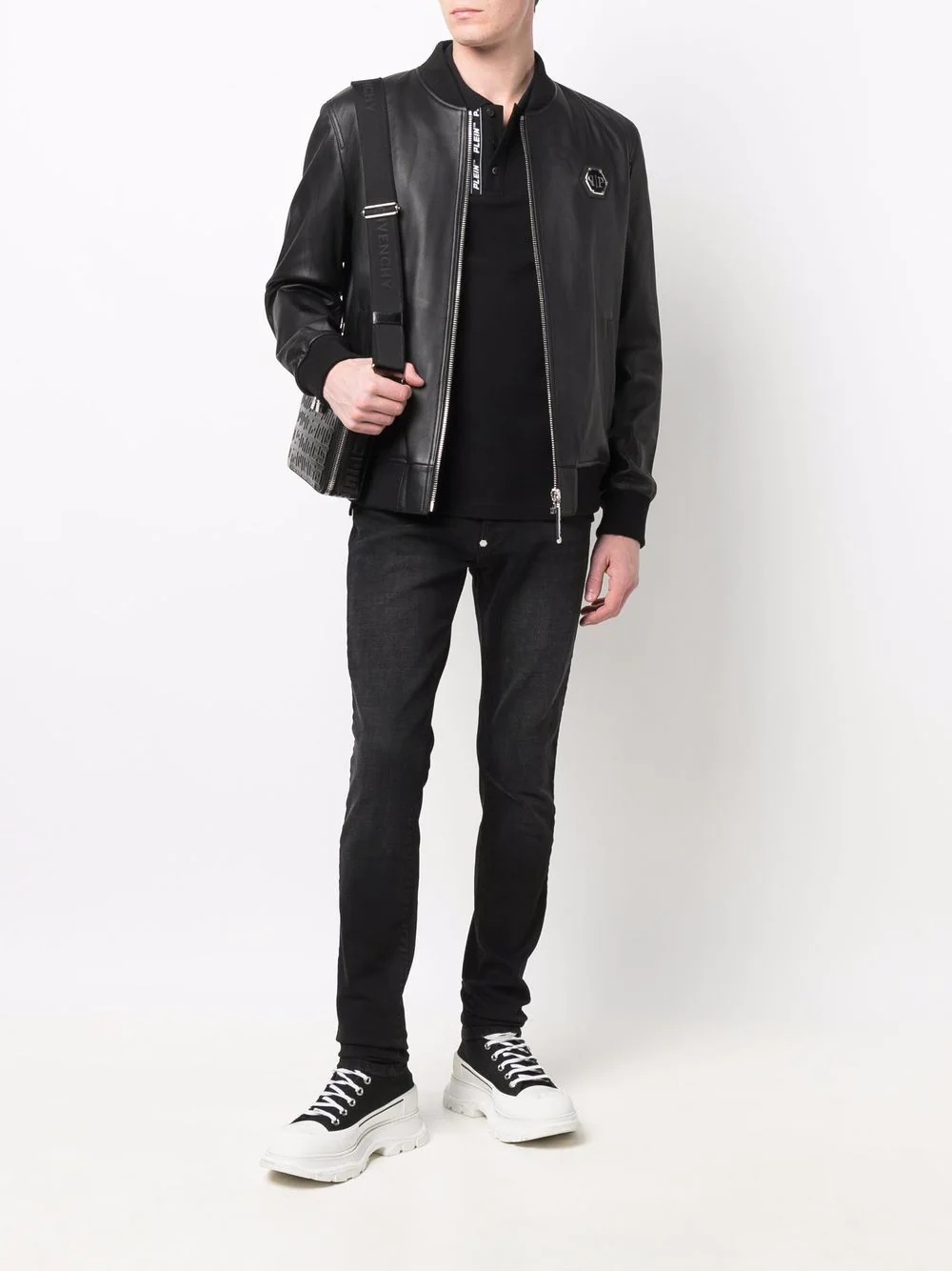 logo zipped bomber jacket - 2