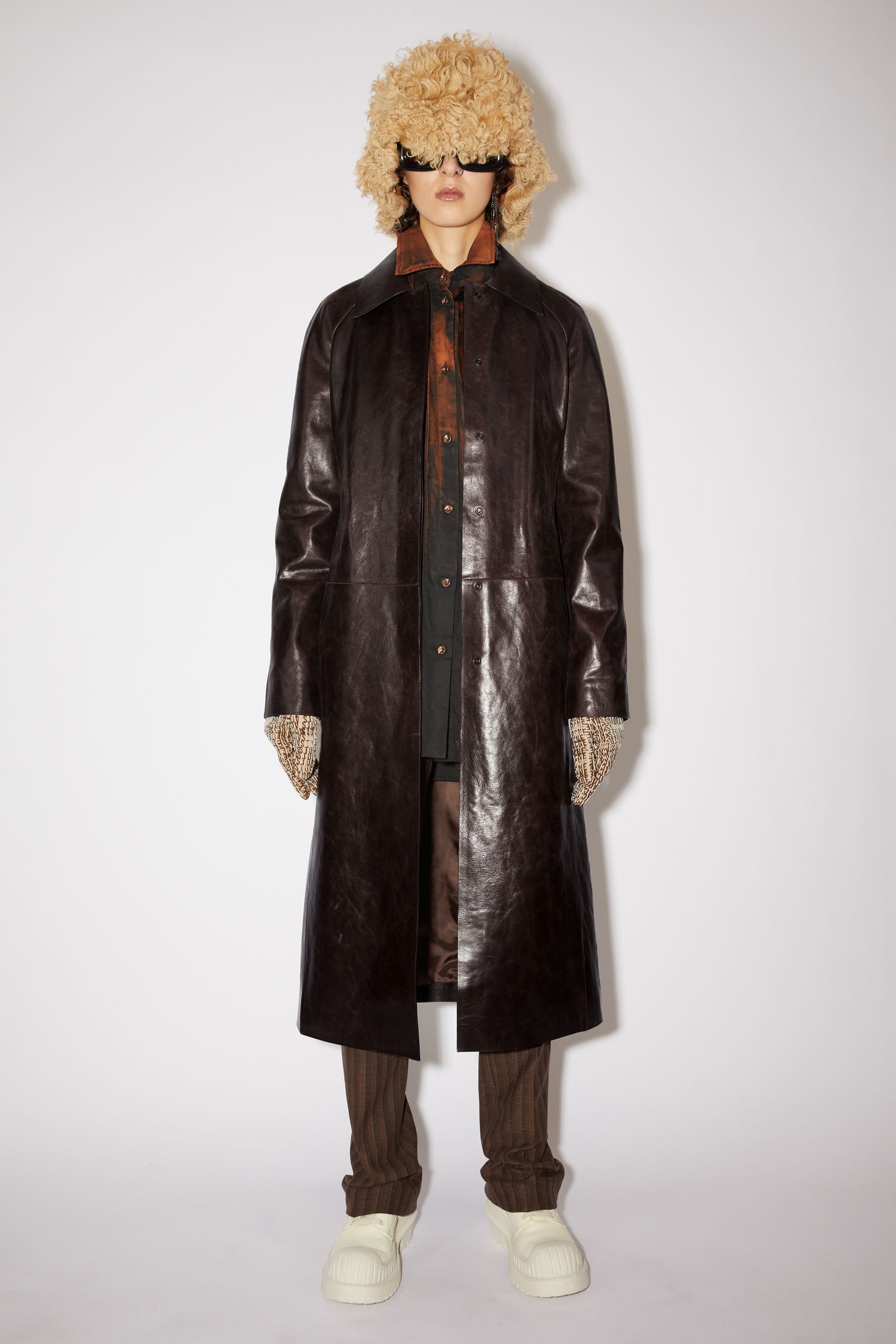 Calf leather coat - Chocolate brown - 4