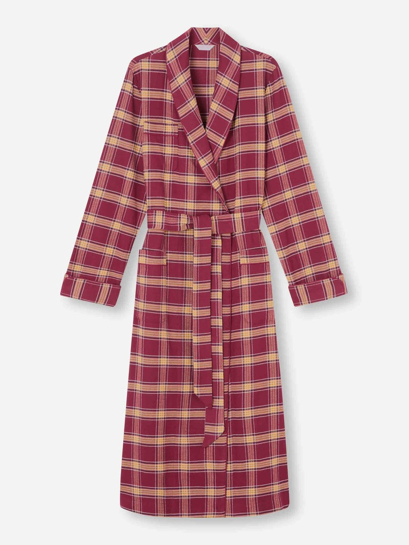 Women's Long Robe Kelburn 48 Brushed Cotton Burgundy 1