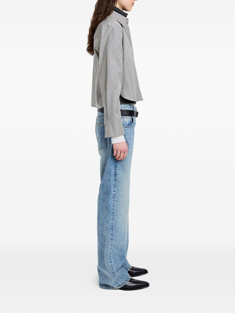 Olive pinstripe cropped shirt 3