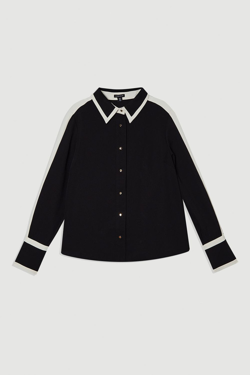 Plus Size Colour block Twill Woven Shirt 4
