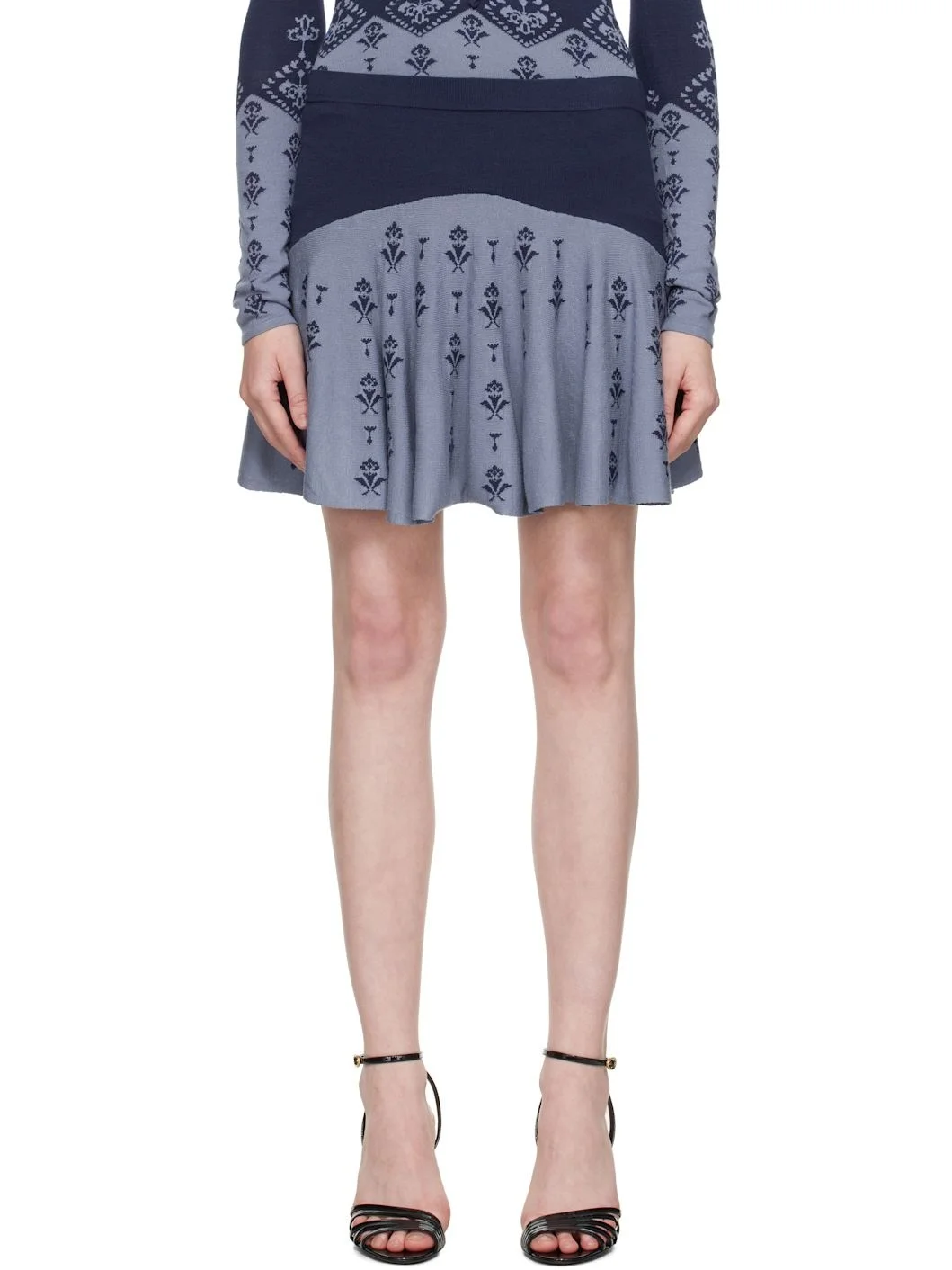 Blue Flared Miniskirt - 1
