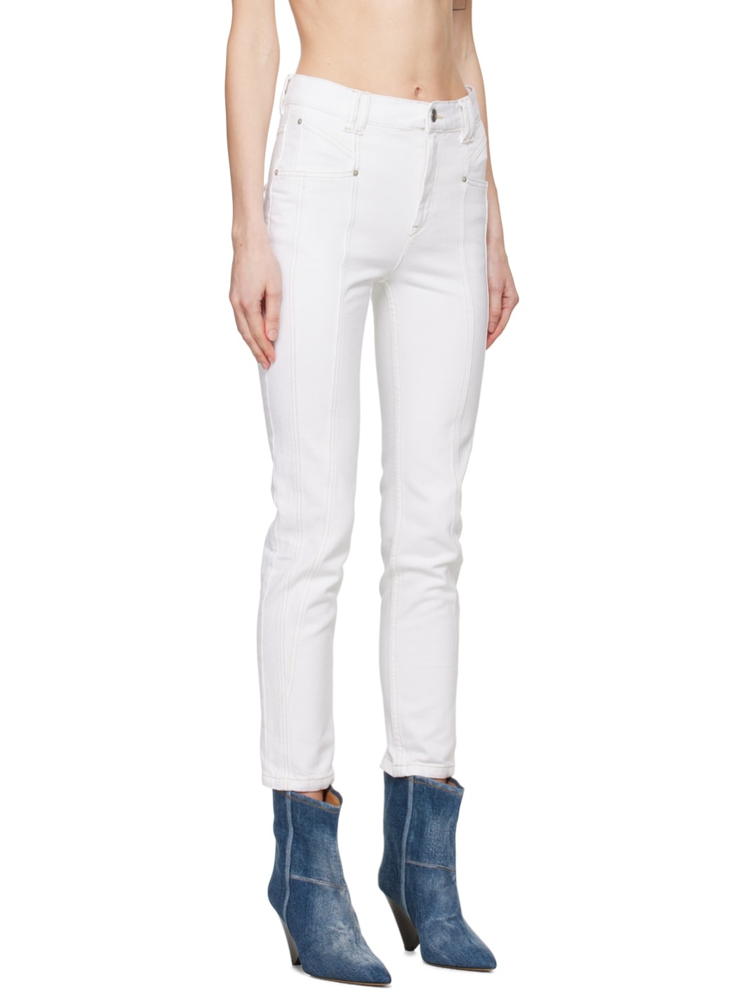 White Straight-Leg Jeans - 2