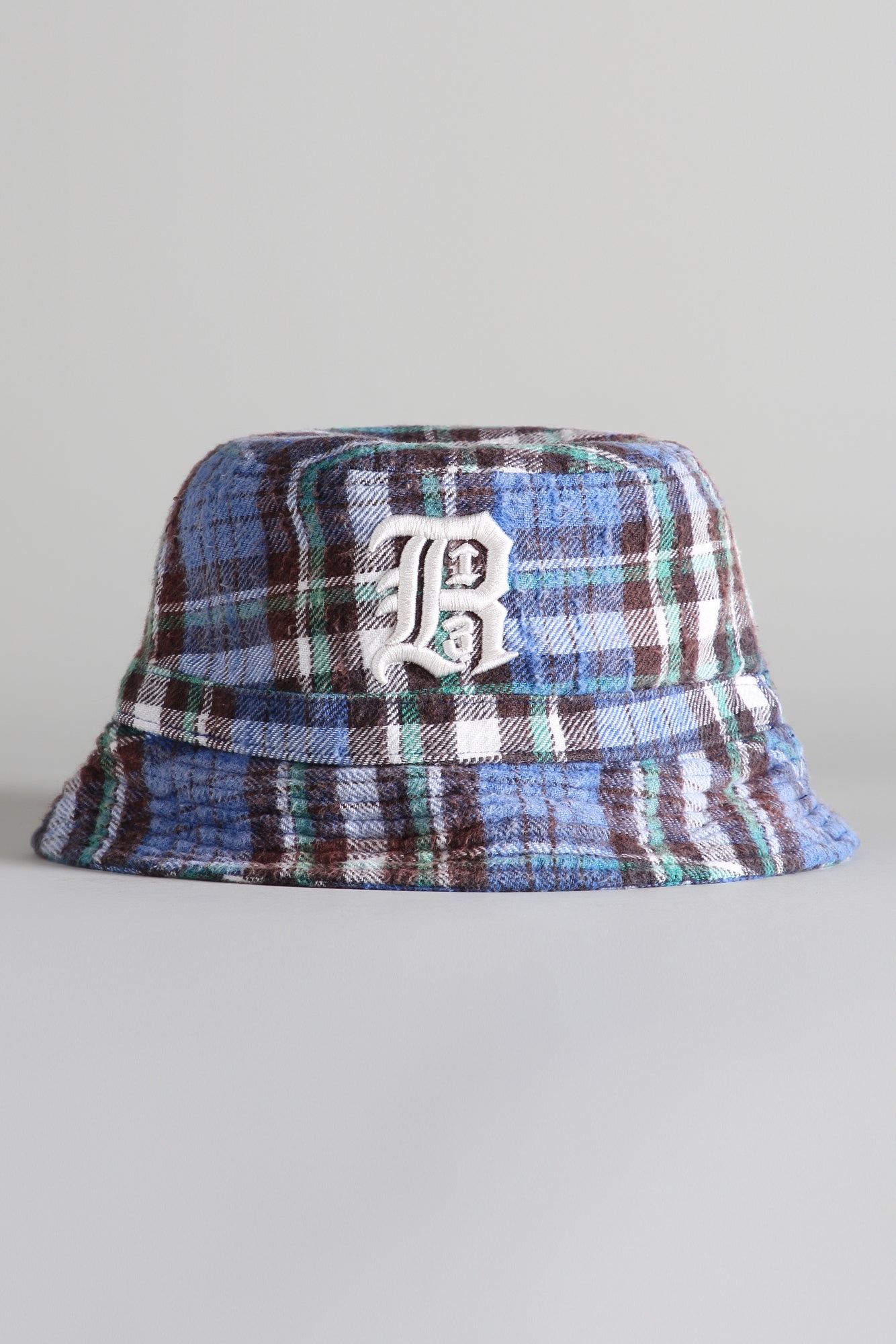 LAYERED BUCKET HAT - BLUE/GREEN PLAID - 1