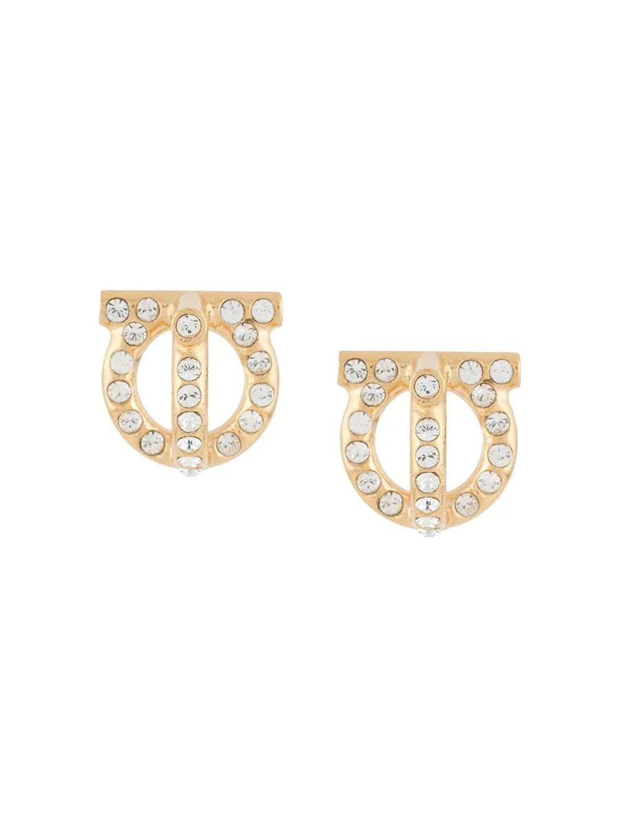 Salvatore Ferragamo Gancini Crystals Earrings Accessories - 1