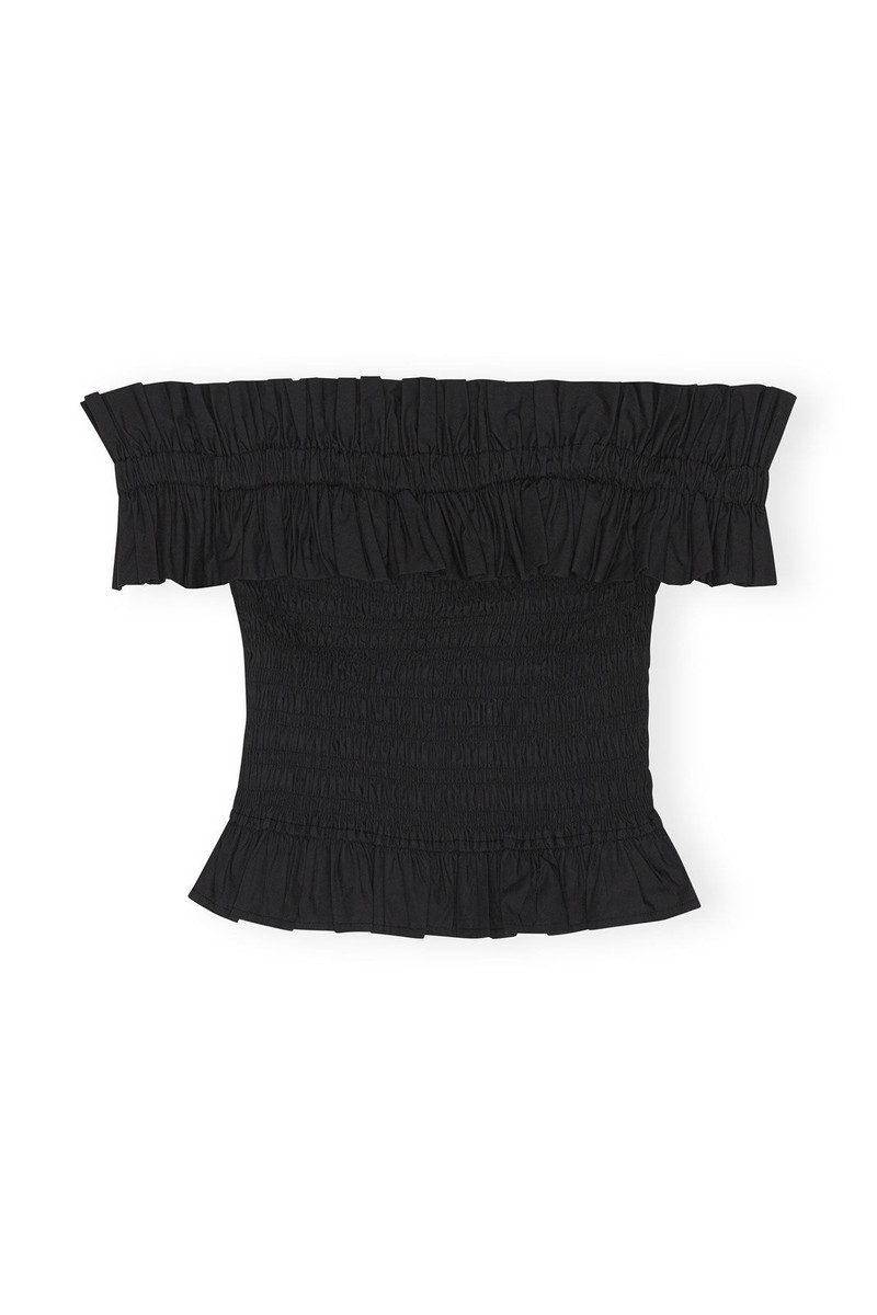 COTTON POPLIN OFF-SHOULDER SMOCK TOP - 1