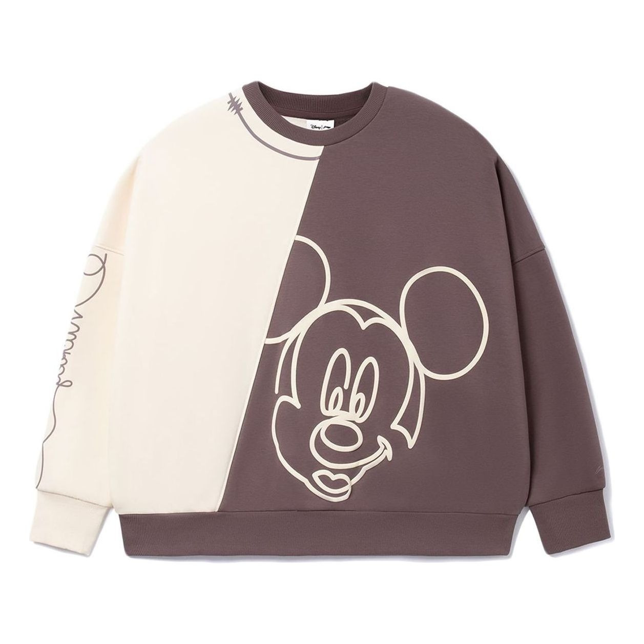 (WMNS) Li-Ning x Disney Color Block Graphic Sweatshirt 'Beige Brown' AWDRD62-3 - 1