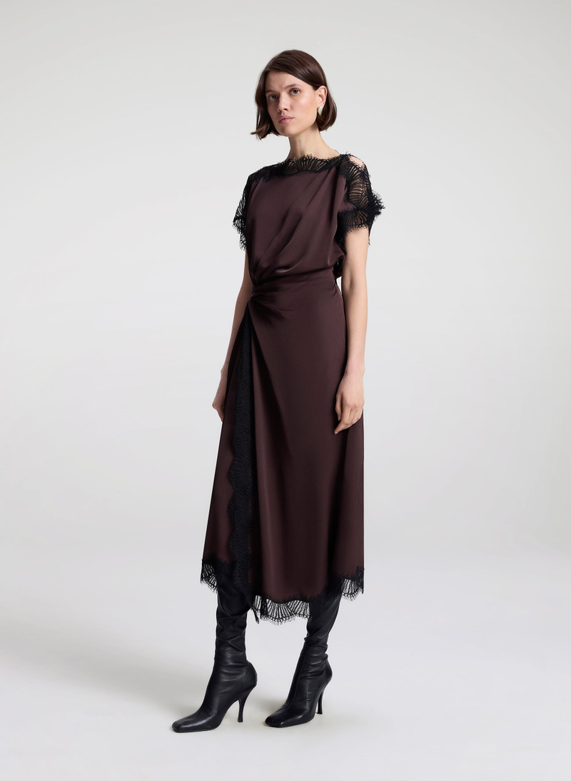 Luna Satin and Lace Midi Dress 5