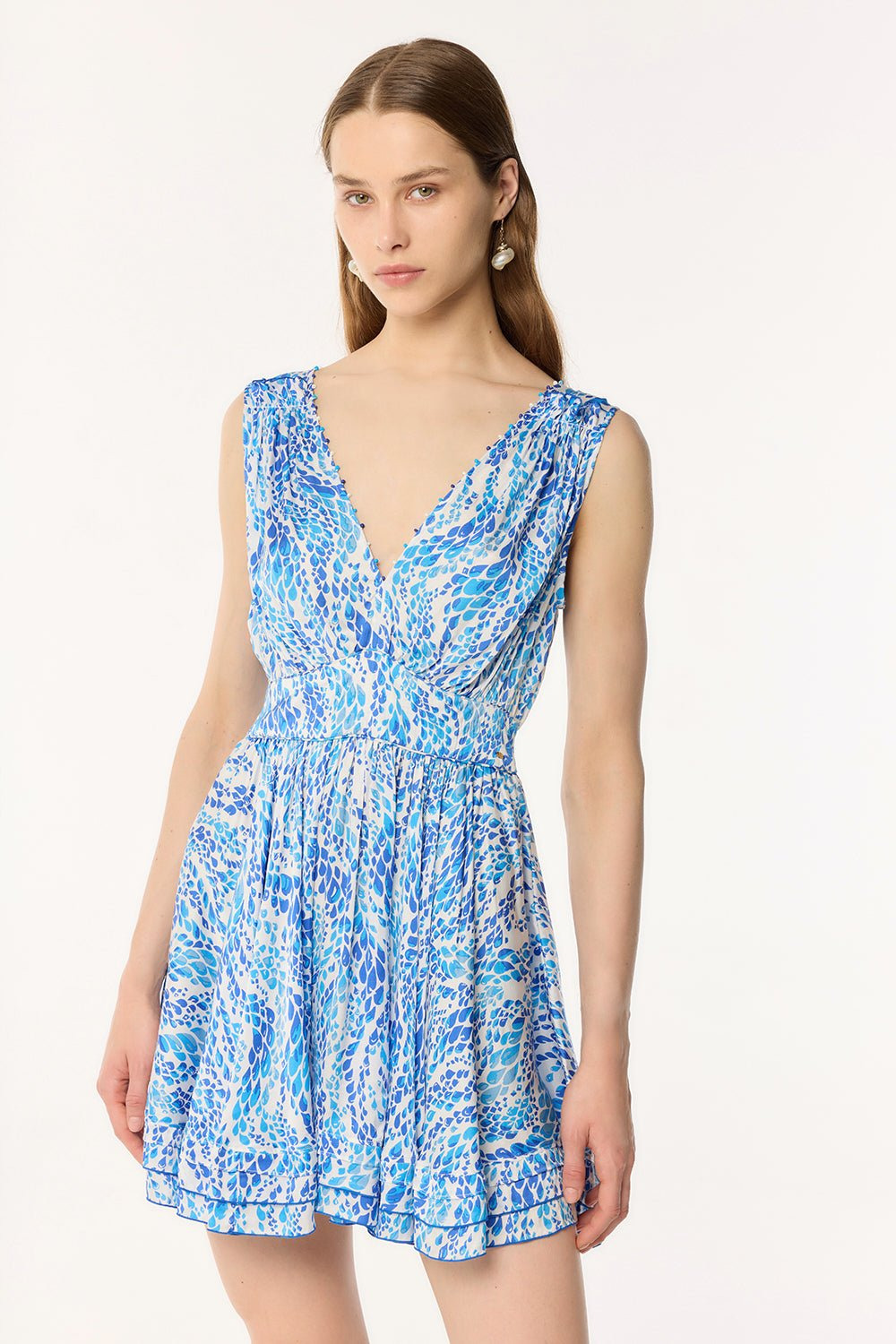 Mini Dress Bessie - Blue Wavy Animalier - 2