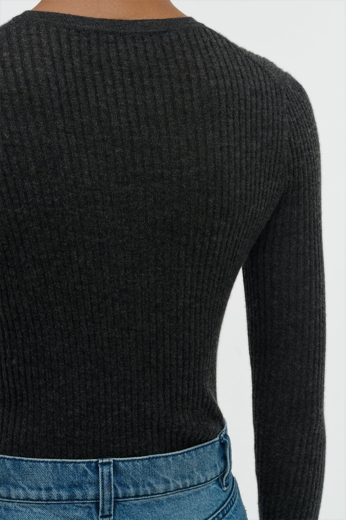 Browning Knit Sweater in Charcoal Cashmere Silk - 4