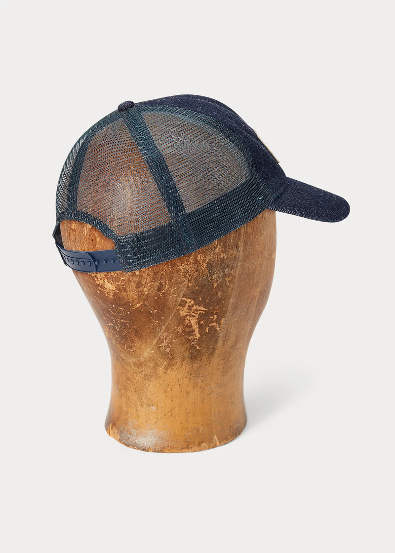 RRL by Ralph Lauren Indigo Logo-Patch Denim Trucker Cap outlook