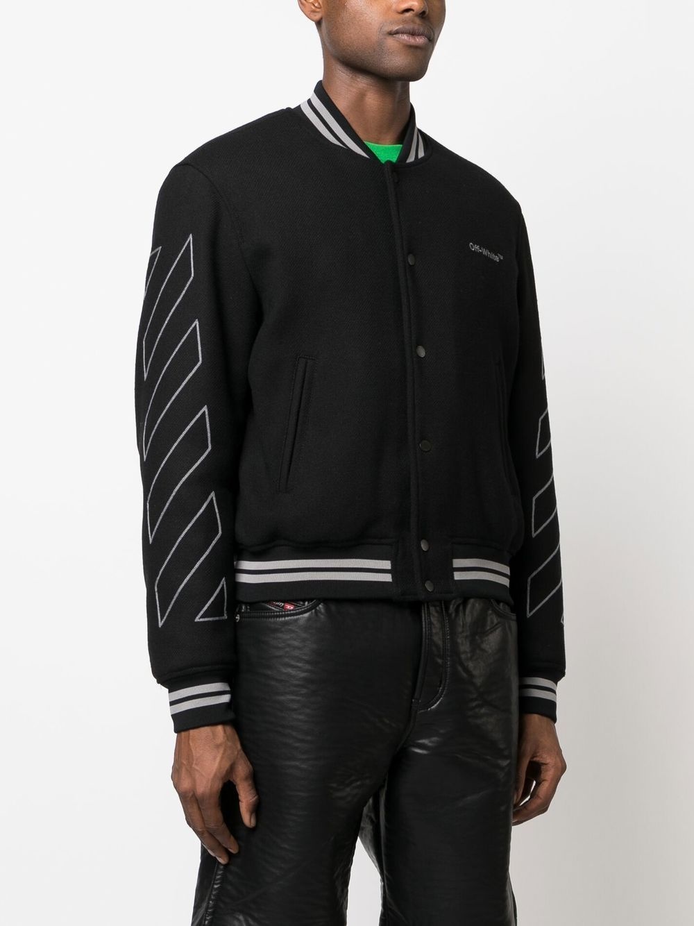 Diag logo-embroidered varsity jacket - 3