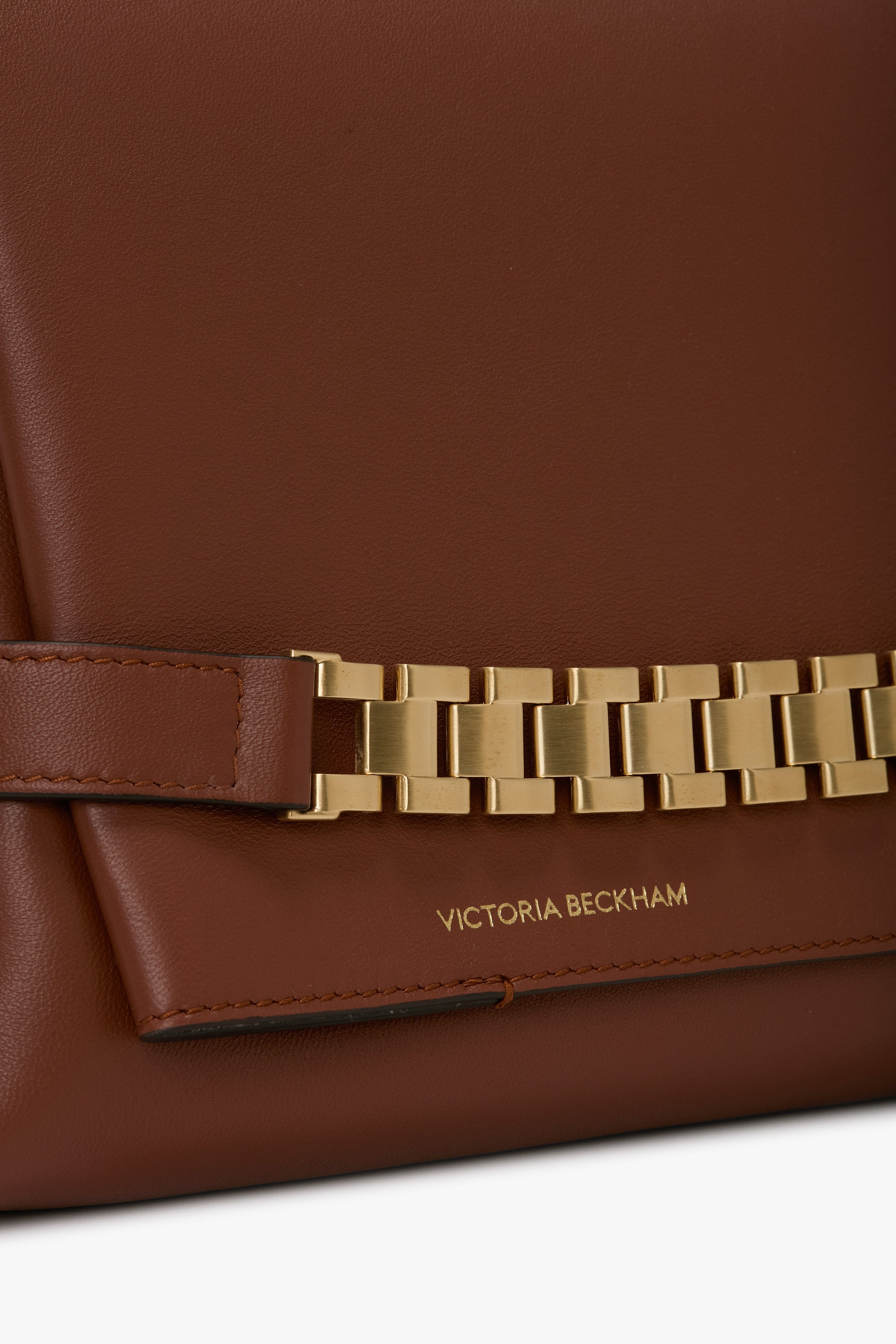 Chain Pouch Bag With Strap In Russet Leather - 3