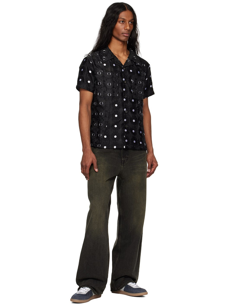 Andersson Bell Black Half Sheer Flower Shirt outlook