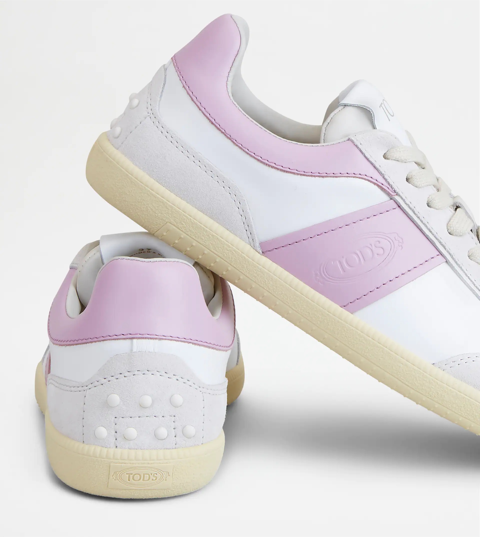 TOD'S TABS SNEAKERS IN SMOOTH LEATHER AND SUEDE - WHITE, VIOLET - 6