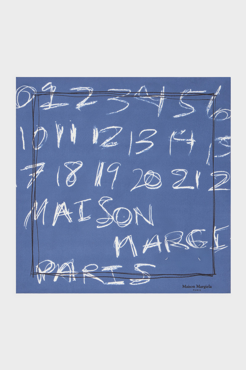 Scribbled Numerical silk foulard 1