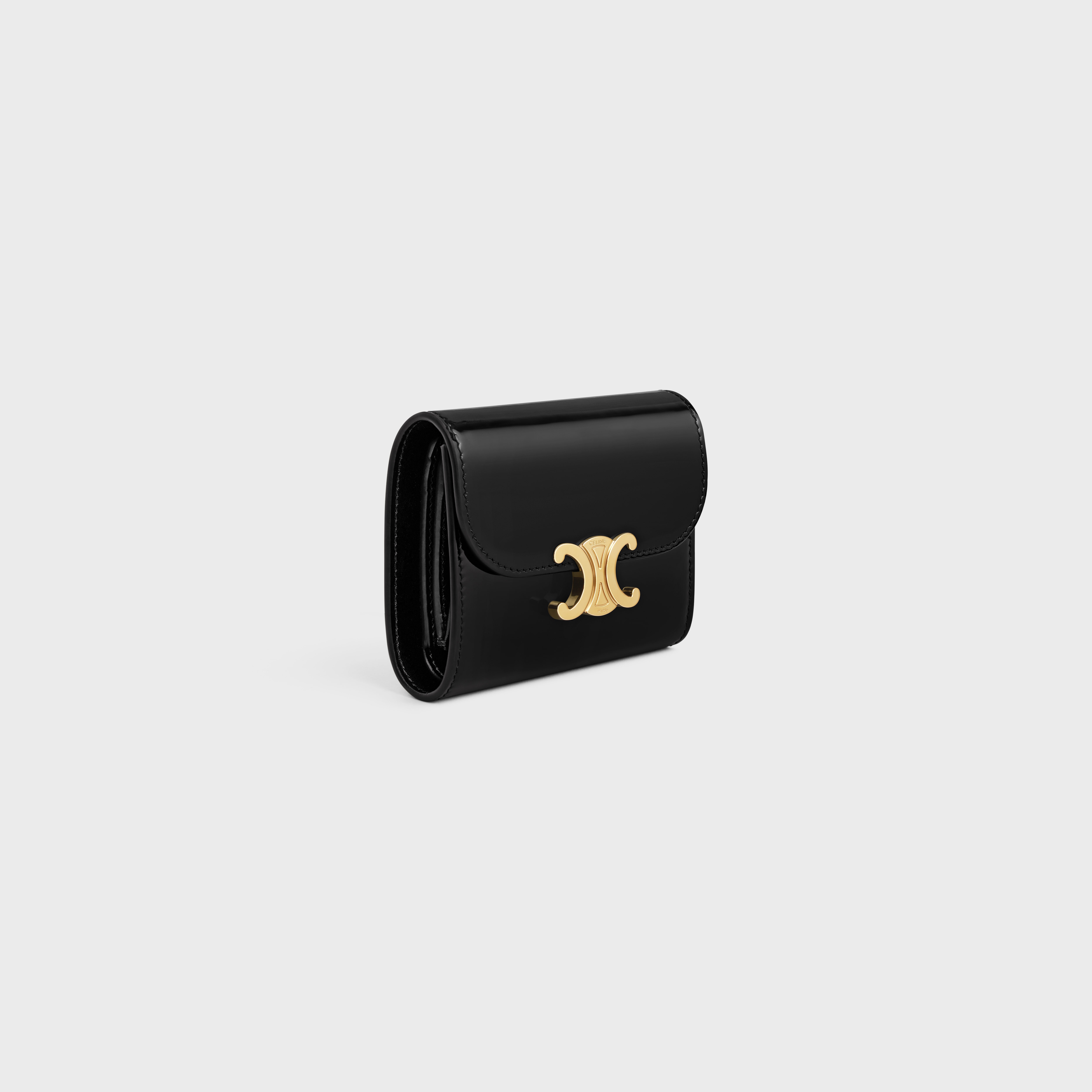 【CELINE 】 Small flap wallet Triomphe in patent calfskin Women's Small flap wallet Triomphe in patent calfskin