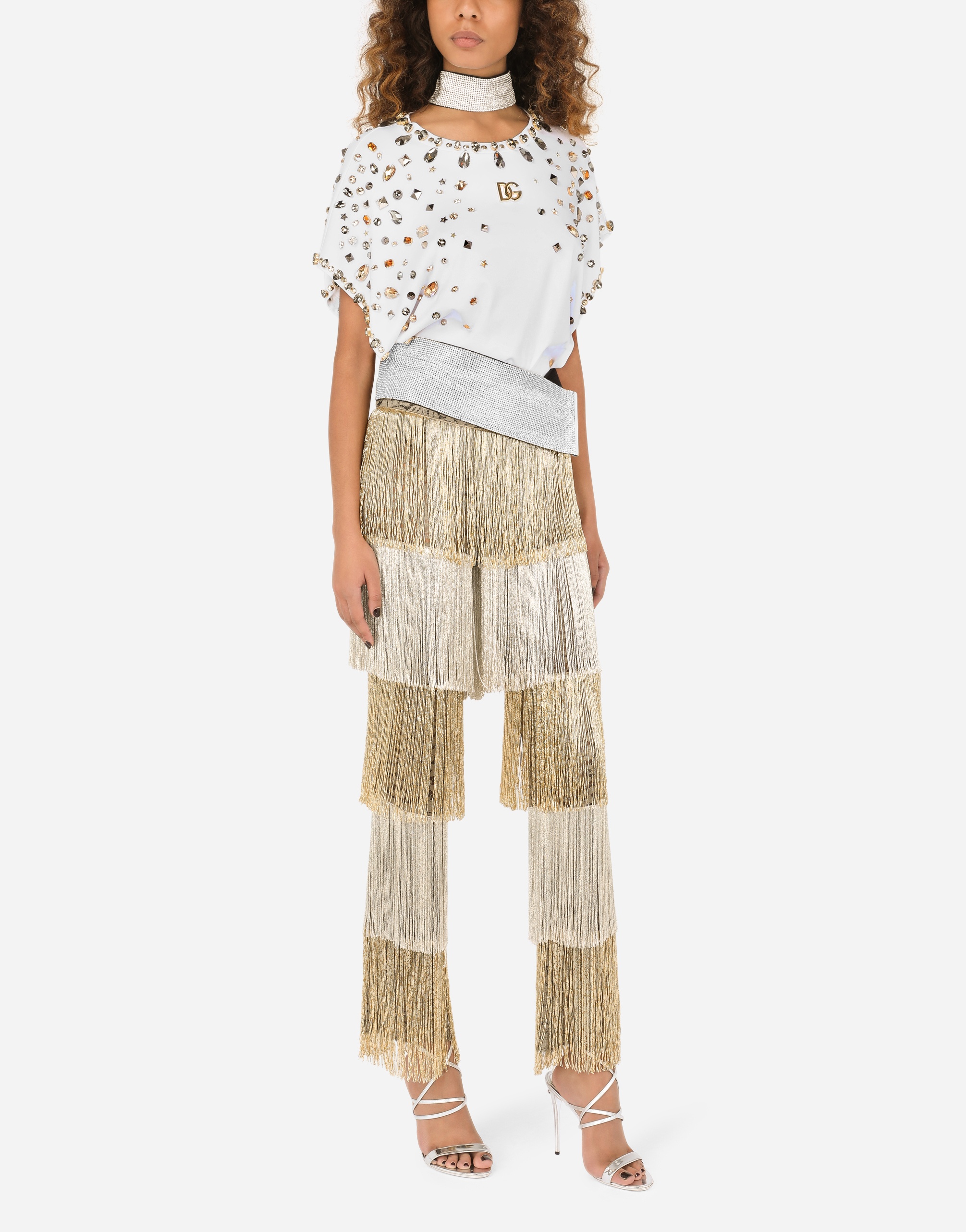 Lace pants with beaded fringing - 6