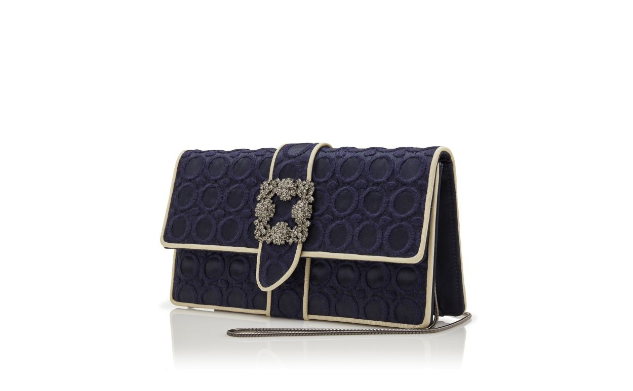 Navy Blue Silk Clutch - 3
