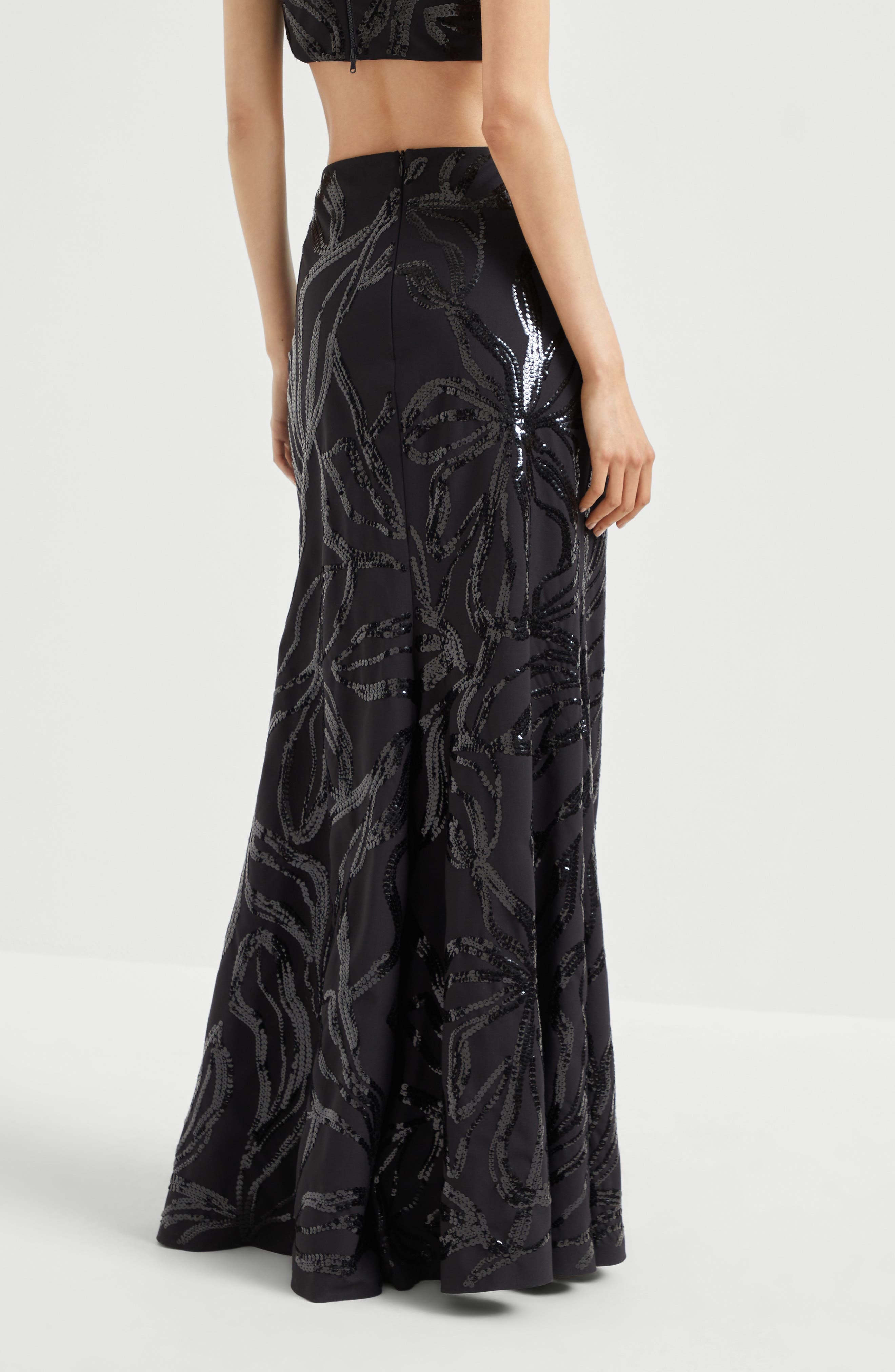 Brunello Cucinelli Skirt with dazzling floral embroidery in Black at Nordstrom - 3