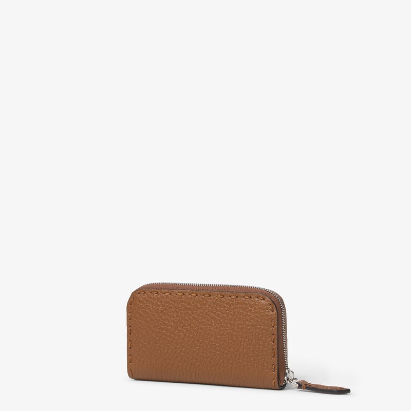 FENDI Selleria Zipper-Around Mini Tan-color and sunflower yellow Selleria wallet with 92 hand-sewn stitche outlook