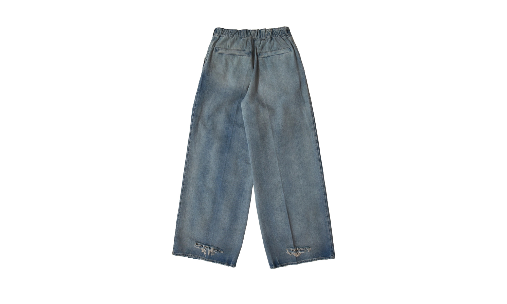 Pleated Wide Leg Jeans "Blue" - 2