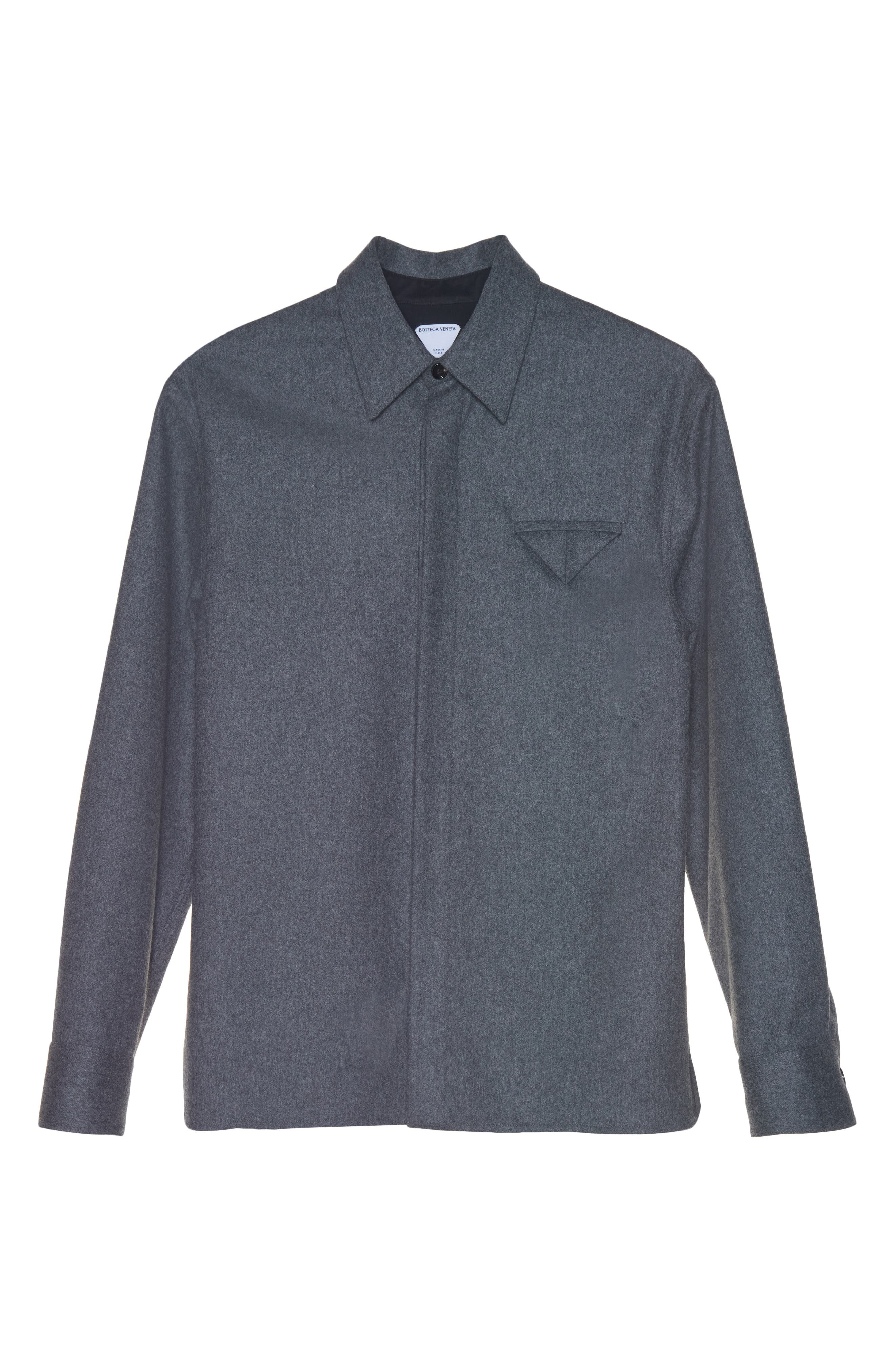 Bottega Veneta Regular Fit Lightweight Wool Flannel Button-Up Shirt in Grey Melange at Nordstrom - 6